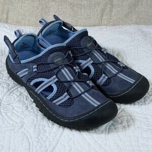 J Sport by Jambu Women's 8M Blue Bleeker Leather Slip On Comfort Shoes Walking